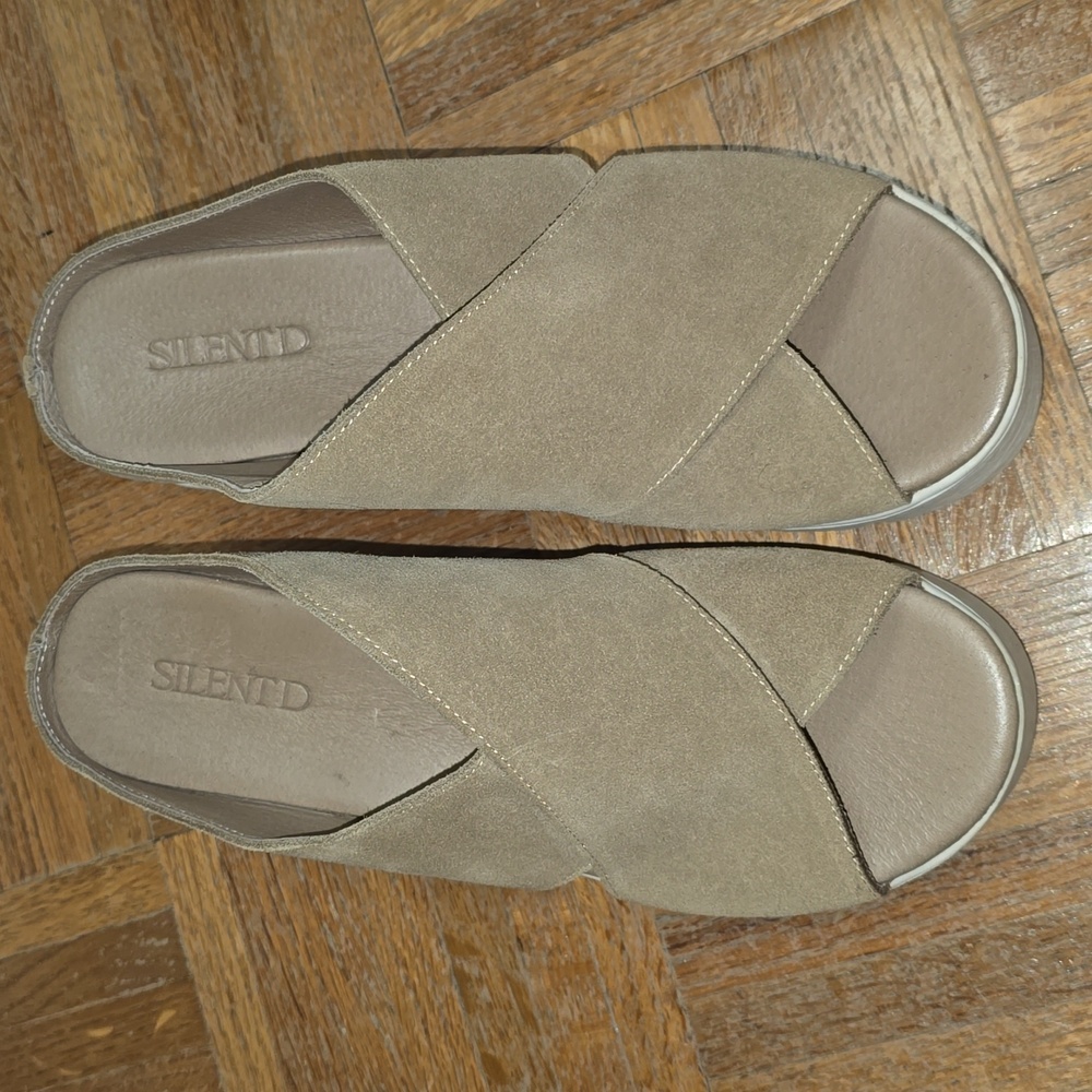 Silent D Racket Tan Suede Platform Sandals - image 2